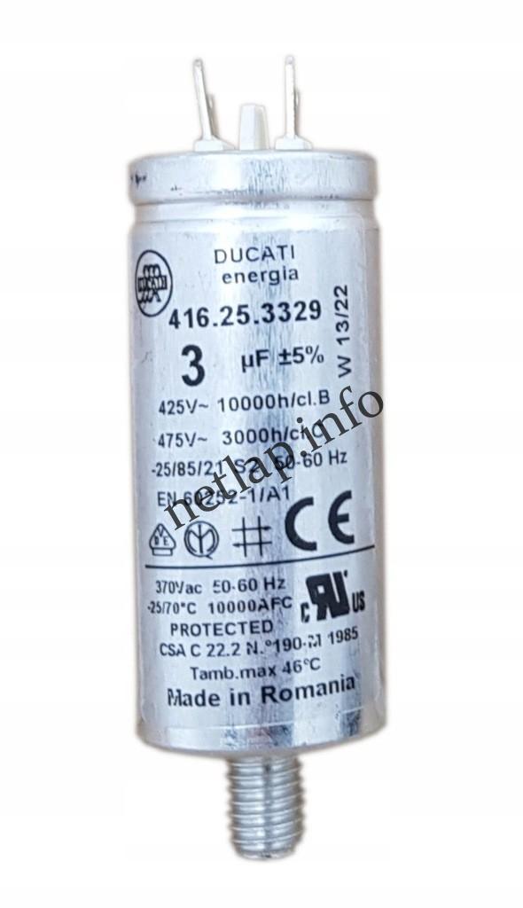 Electrolux mosogatógép 3 UF 475v kondenzátor sarus fémházas (OEM) ducatti 1115927004 Electrolux mosogatógép 3 UF 475v kondenzátor sarus fémházas (OEM) ducatti 1115927004