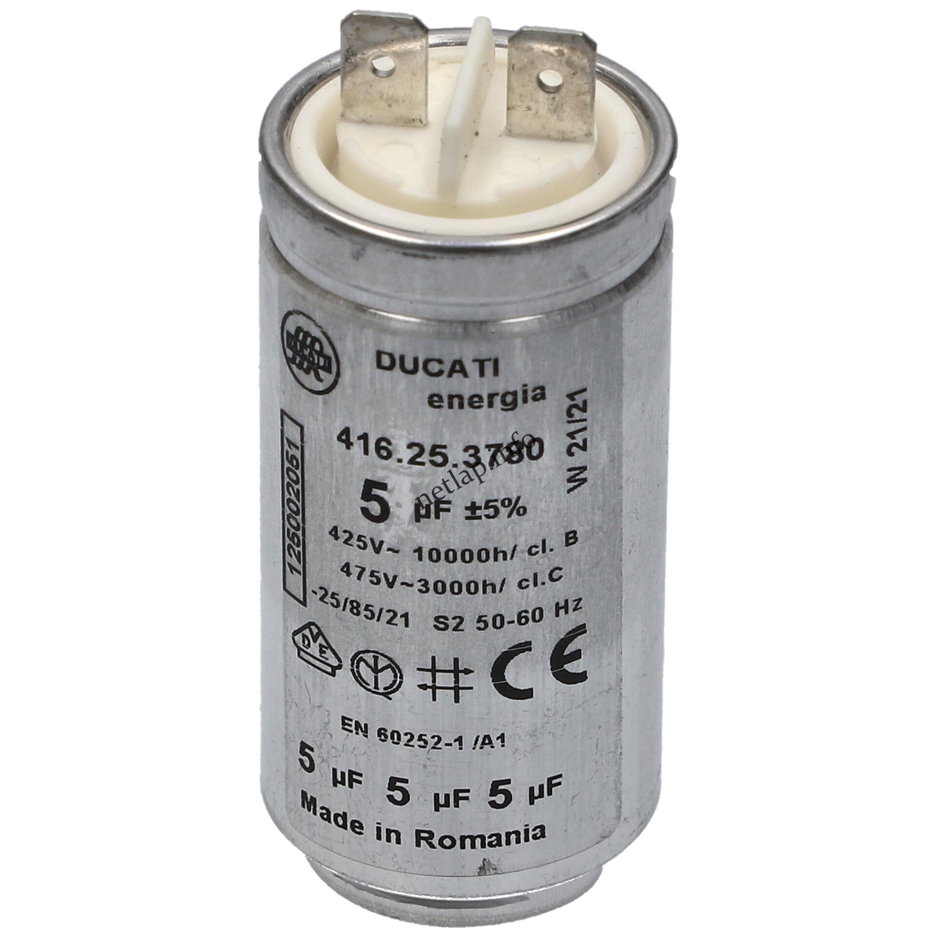 Electrolux szárítógép üzemi fém-kondenzátor 5UF 1250020516 Electrolux szárítógép üzemi fém-kondenzátor 5UF 1250020516