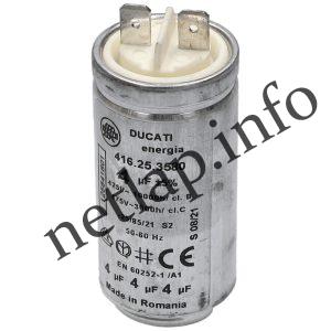 Electrolux szárítógép kondenzátor 4uf üzemi fémházas (OEM) 1256418011