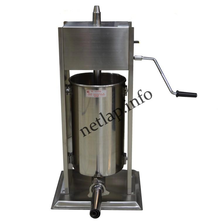 Hurkatöltő és kolbásztöltő, ipari, álló, rozsdamentes acél, 10 liter