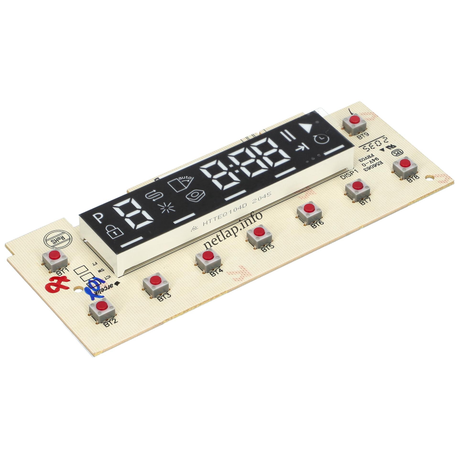 Beko mosogatógép kijelzőelektronika 1741130100 Beko mosogatógép kijelzőelektronika 1741130100