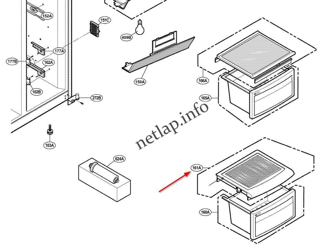 LG hűtőgép alsó zöldségesfiók feletti üvegpolc GR/GWB/GWL/GWP - Image 2