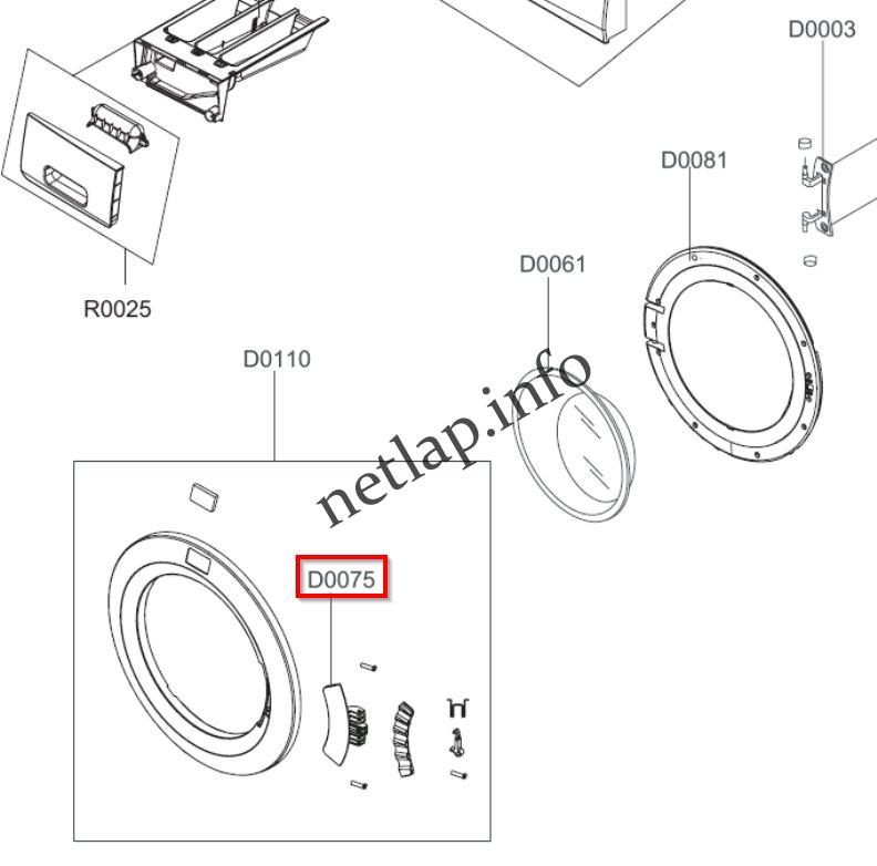 Samsung mosógép ezüst ajtófogantyú WD/WF - Image 4