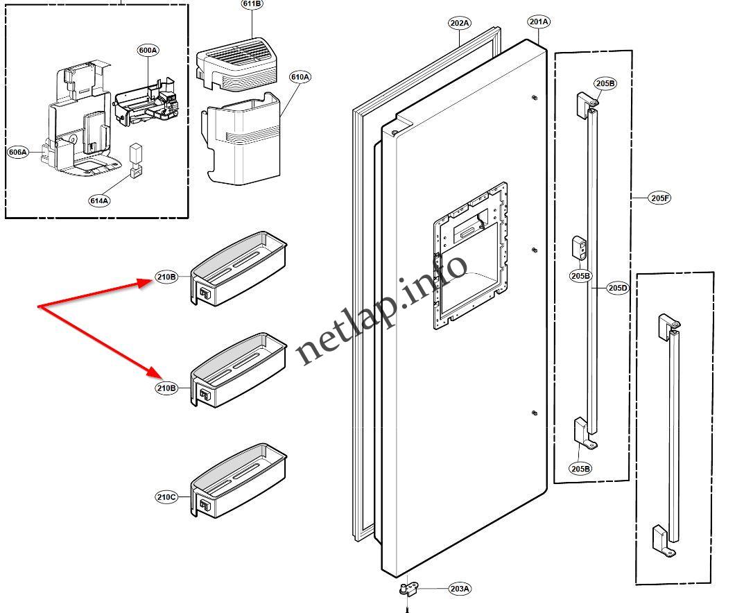 LG hűtőgép fagyasztóajtó felső polc GRB/GRL/GWB/GWL/GWP - Image 3