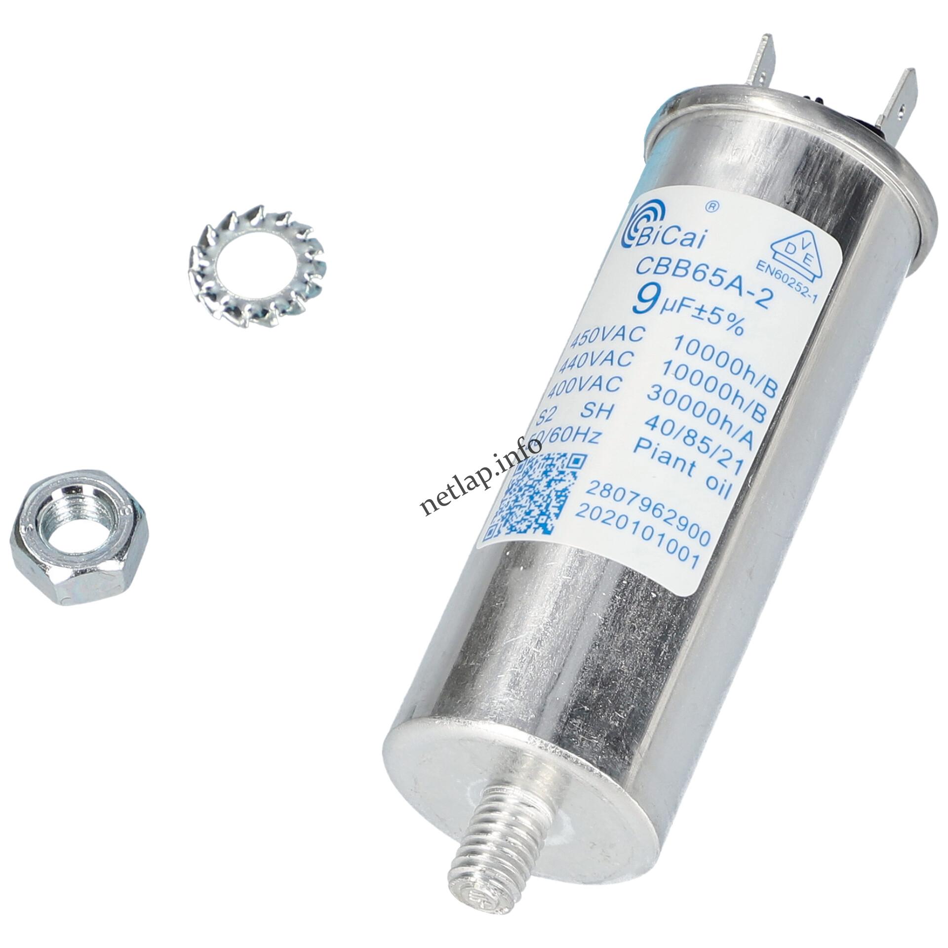 Beko szárítógép 9 UF kondenzátor sarus motor indító fémházas keskeny kivitel 2807962900 Beko szárítógép 9 UF kondenzátor sarus motor indító fémházas keskeny kivitel 2807962900