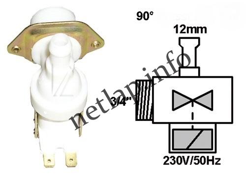 Whirlpool mosógép utángyártott mágnesszelep 1/90 12mm AWA/AWE/AWT - Image 2
