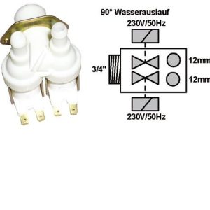 Whirlpool mosógép utángyártott mágnesszelep 2/90 12mm AWG