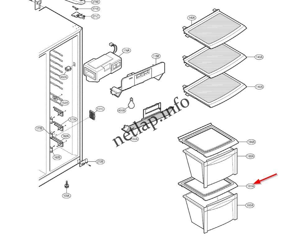 LG hűtőgép legalsó zöldséges fiókhoz műanyag fedél GR/GS/GW - Image 3