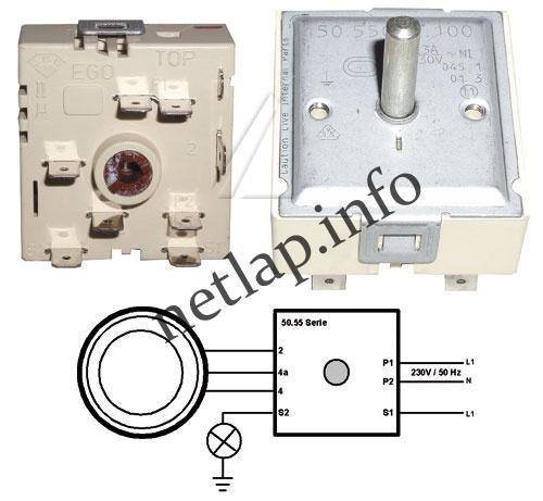 AEG Electrolux Zanussi tűzhely kerámialaphoz dupla körös energiaszabályzó kapcsoló EK/EP/HF/ZHN/ZOU - Image 4