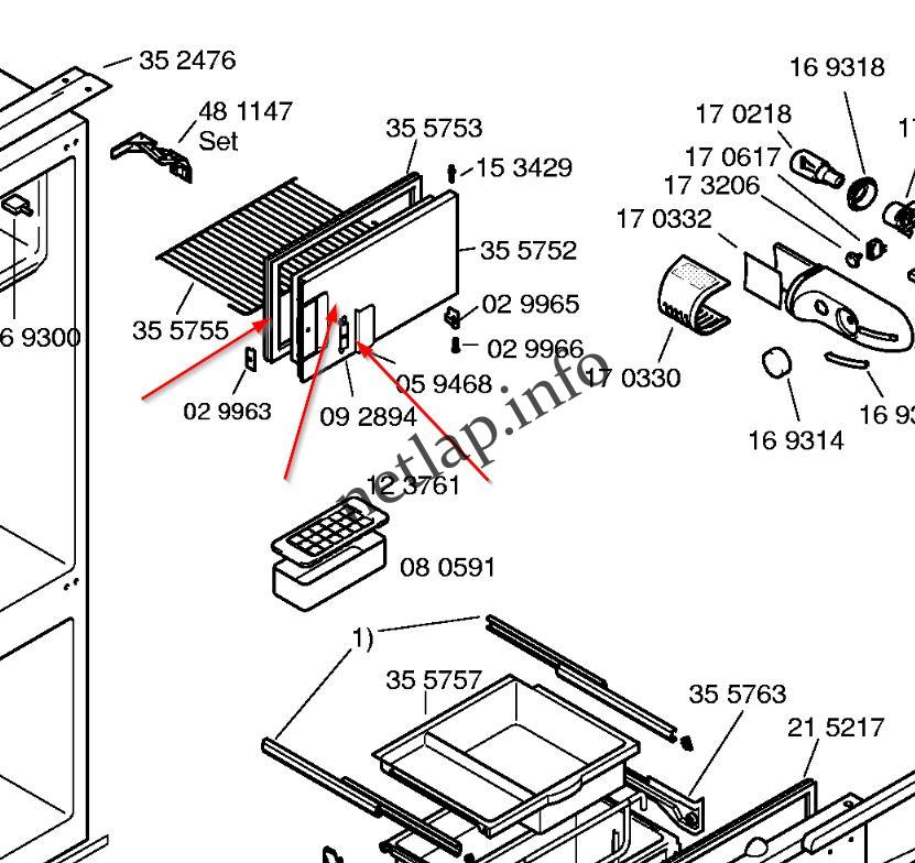 Bosch Miele Siemens hűtőgép belső fagyasztóajtó KIC/KIL/KIV/KICMI - Image 4