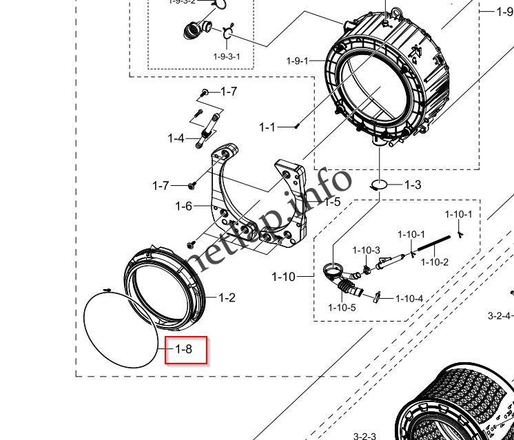 Samsung mosógép üstszájgumi külső feszítőgyűrű WD/WF/WW/70/80/90 - Image 3