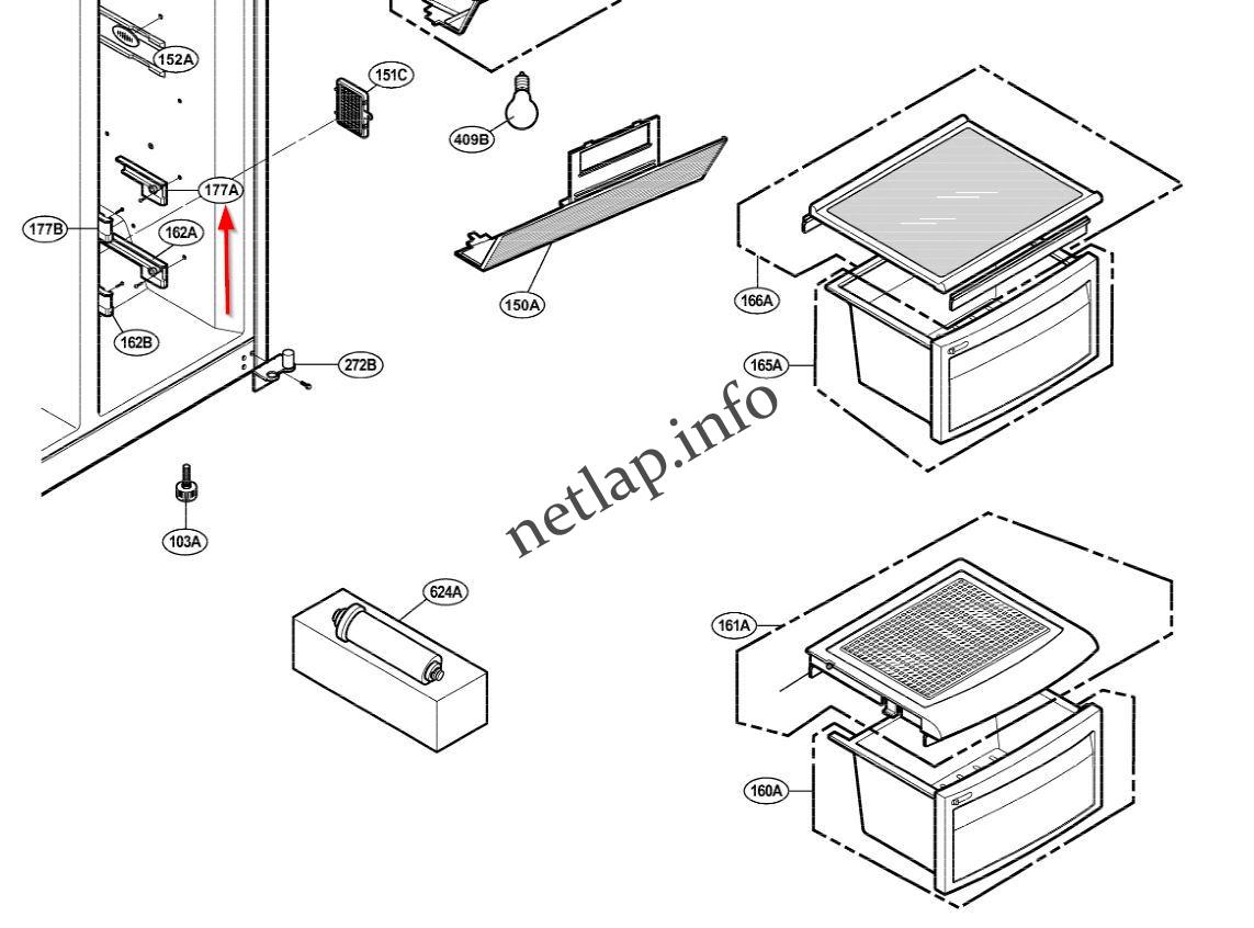 LG hűtőgép felső zöldségesfiók jobb oldali vezetősín GCB/GRB/GRP/GWL/GWP - Image 2