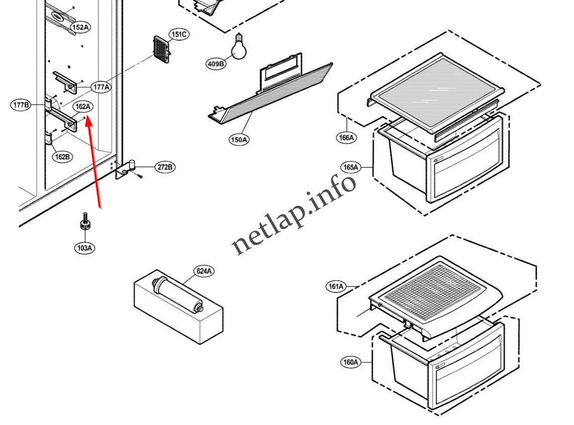 LG hűtőgép alsó zöldségesfiók jobb oldali vezetősín GCP/GRL/GRP/GS/GWP - Image 2