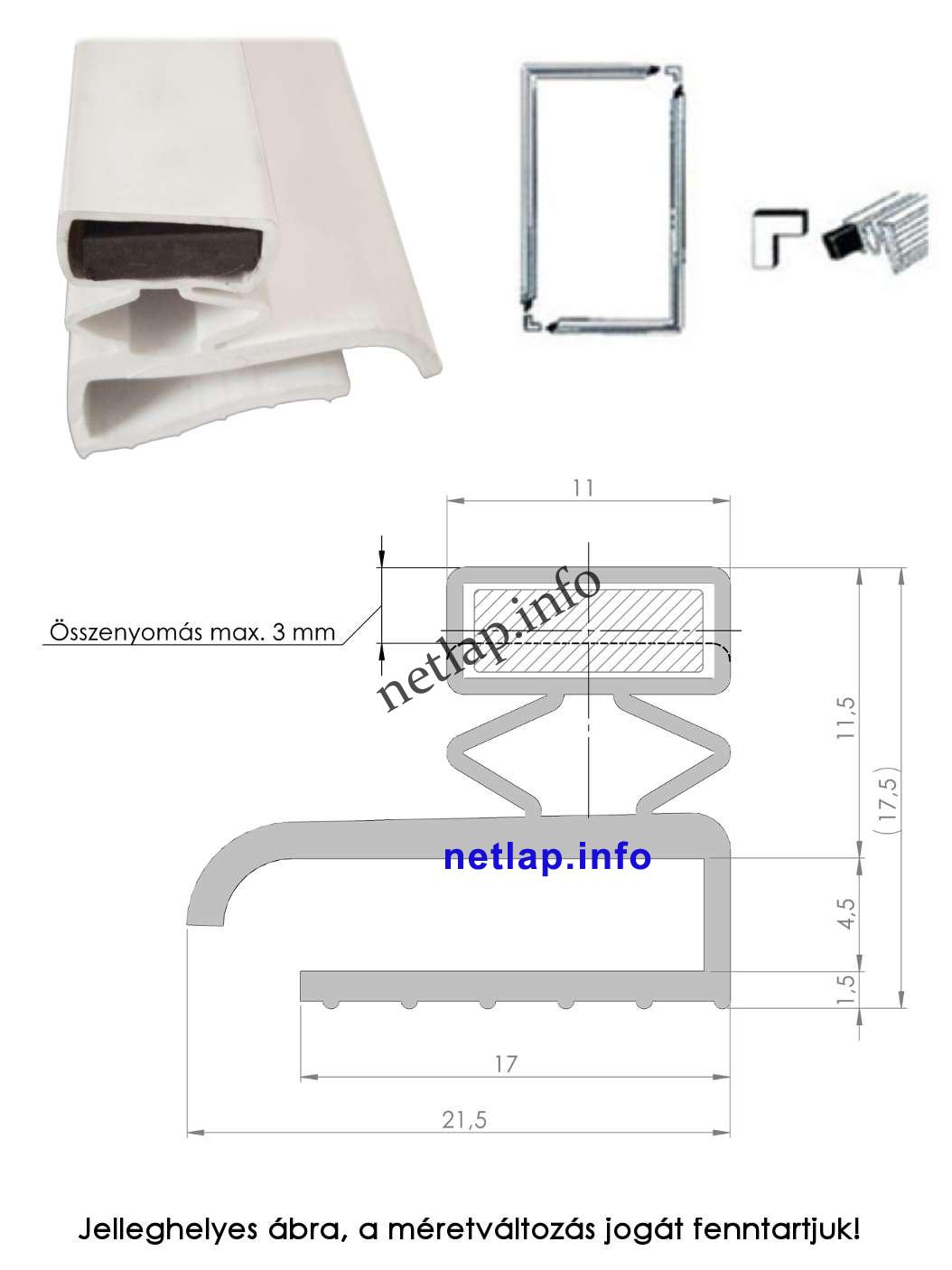 Univerzális hűtőajtó tömítés, hűtőgép ajtószigetelés, szögletes profil 2000X1000mm - Image 4