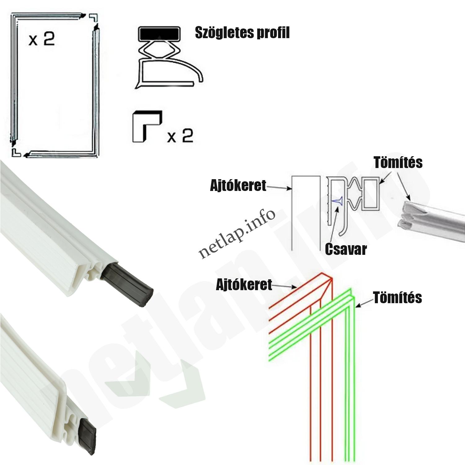 Univerzális hűtőajtó tömítés, hűtőgép ajtószigetelés, szögletes profil 2000X1000mm - Image 3