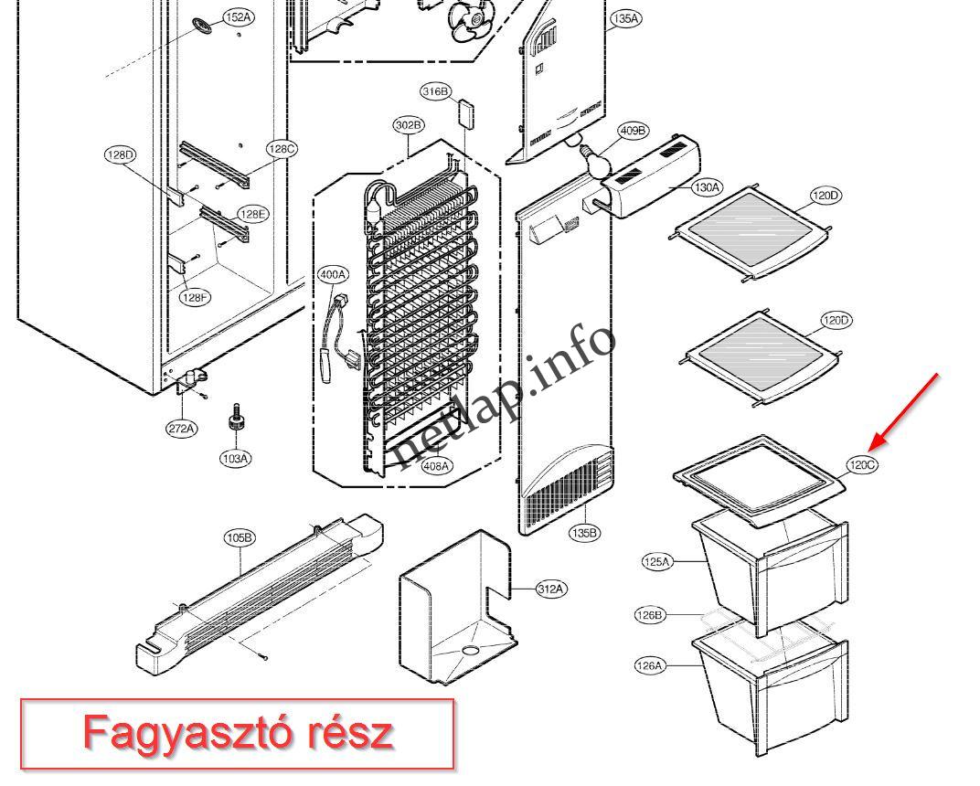 LG hűtőgép fagyasztó téri fiók feletti fagyasztópolc GRP/GS/GWB/GWL/GWP - Image 2