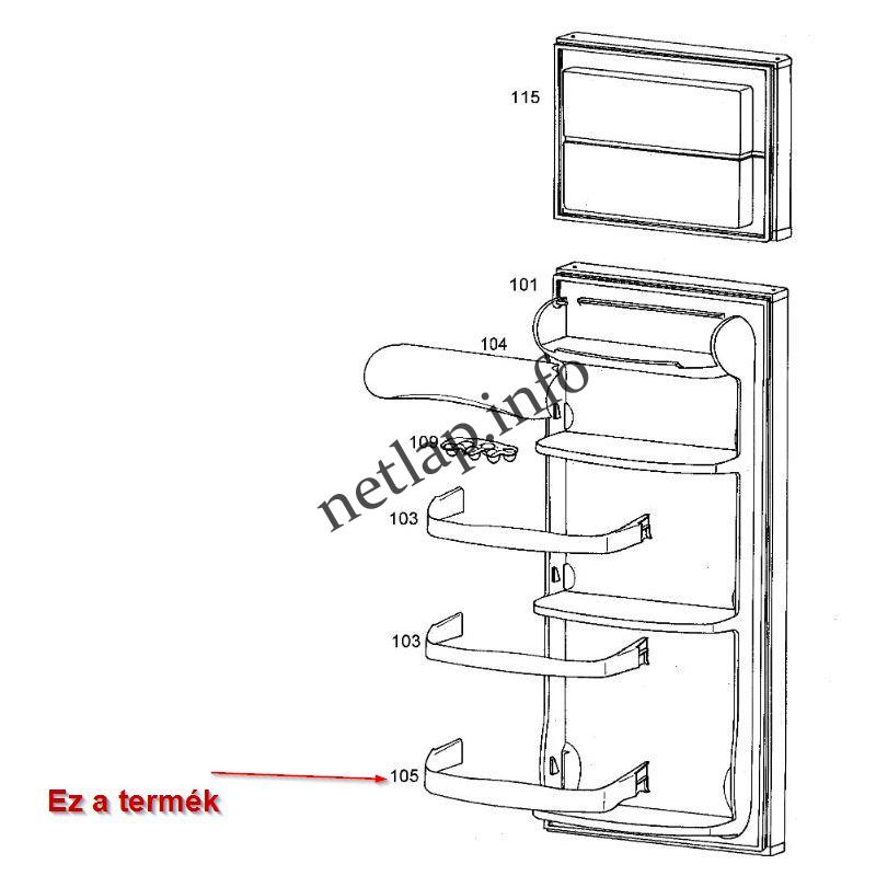 Zanussi Lehel hűtőgép széles italtartó korlát 430x385mm - Image 2