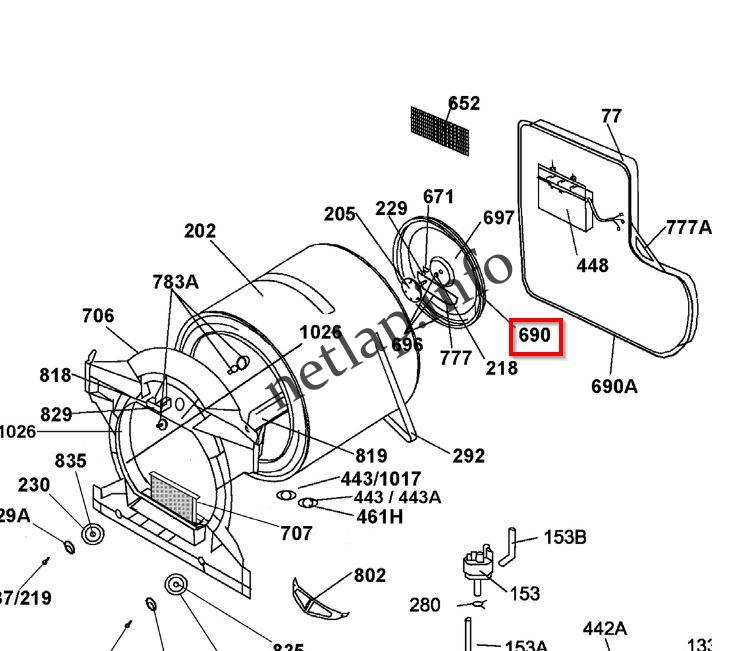 Candy Hoover szárítógép hátsó dobtömítés CC/CDC/CIC/CV/EVO/GCS/GVH/SLCD - Image 2