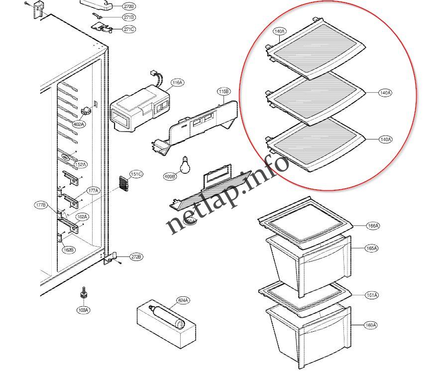 LG hűtőgép felső üvegpolc GCB/GRB/GS/GWL/GWP - Image 3