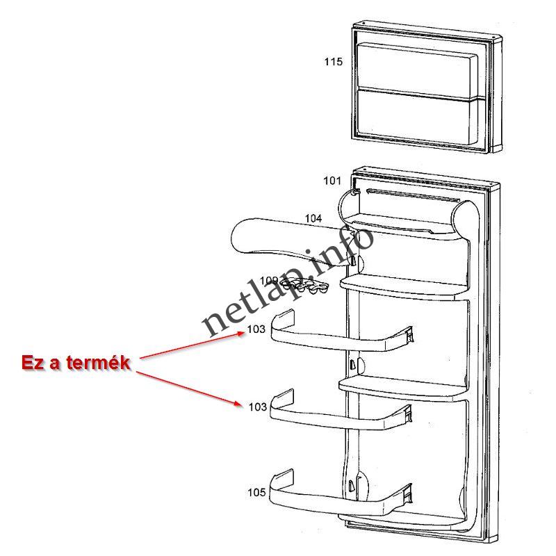 Zanussi Lehel hűtőgép keskeny italtartó korlát 430x385mm - Image 3
