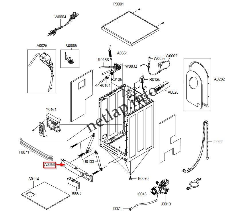 Samsung mosógép elülső takaró burkolat alsó rész J1055/Q1044/Q1657/WDJ1255 - Image 2