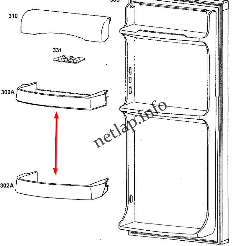 AEG Electrolux Privileg Zanussi hűtőgép ajtókorlát ERT/KF/PRT/ZD/ZRT - Image 3