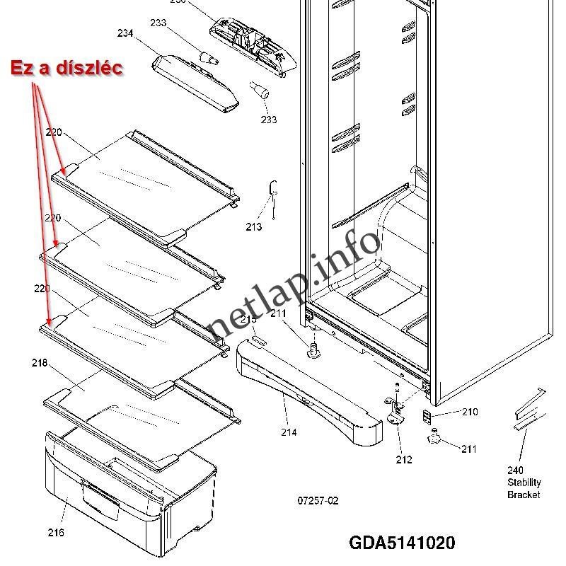 Indesit Hotpoint hűtőgép polc első díszléc BAAN/ SAN/ RLS - Image 2