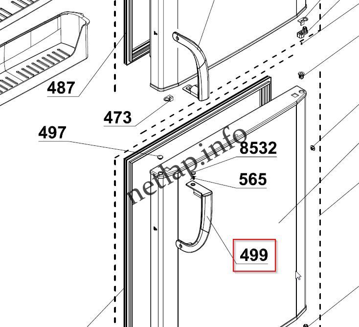 Beko hűtőgép fagyasztó ajtó fogantyú CDA/CHA/CSA/DSA - Image 2