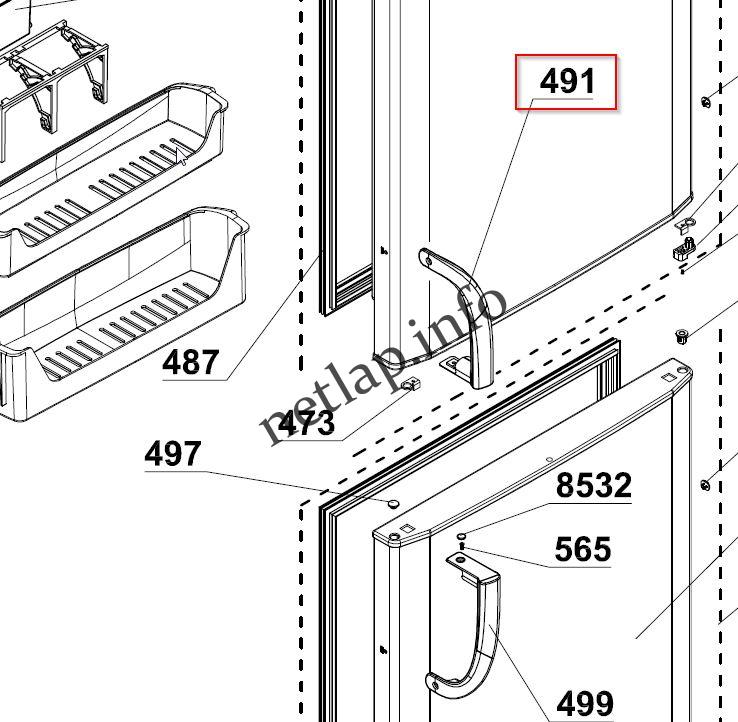 Beko hűtőgép normál téri ajtó fogantyú CDA/CHA/CSA/DSA - Image 3