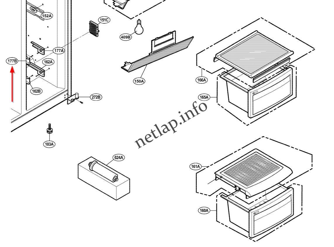 LG hűtőgép felső zöldségesfiók bal oldali vezetősín GCB/GRB/GRP/GWL/GWP - Image 2