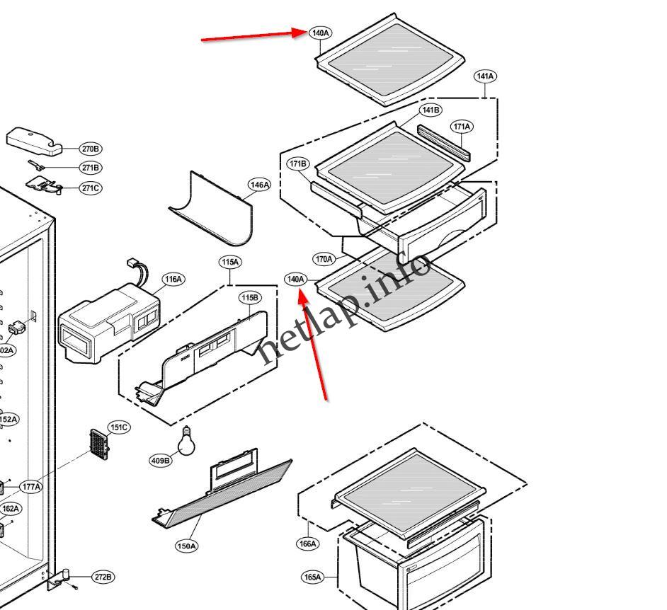 LG hűtőgép normál téri üvegpolc GE/GS/GWB/GWL/GWP - Image 2