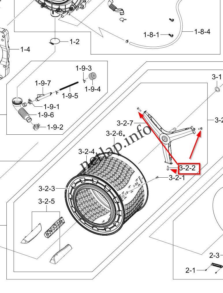 Samsung mosógép dobcsillag csavar szett WD/WF/WW - Image 4