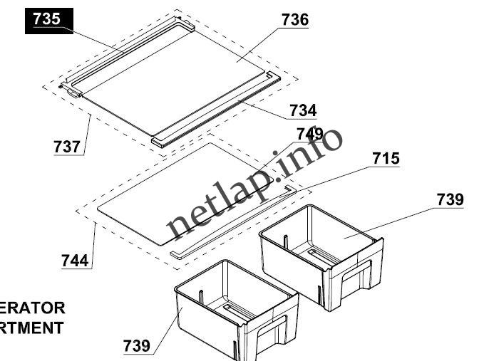 Beko hűtőgép felső üvegpolc hátsó díszléc 45cm CS/CSA/CSK/DSA - Image 2