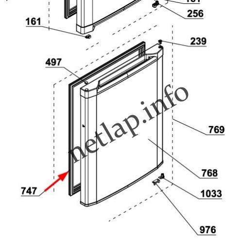 Beko hűtőgép fagyasztó téri ajtószigetelés 645x520mm CDA/CSA/CN/CSK - Image 2