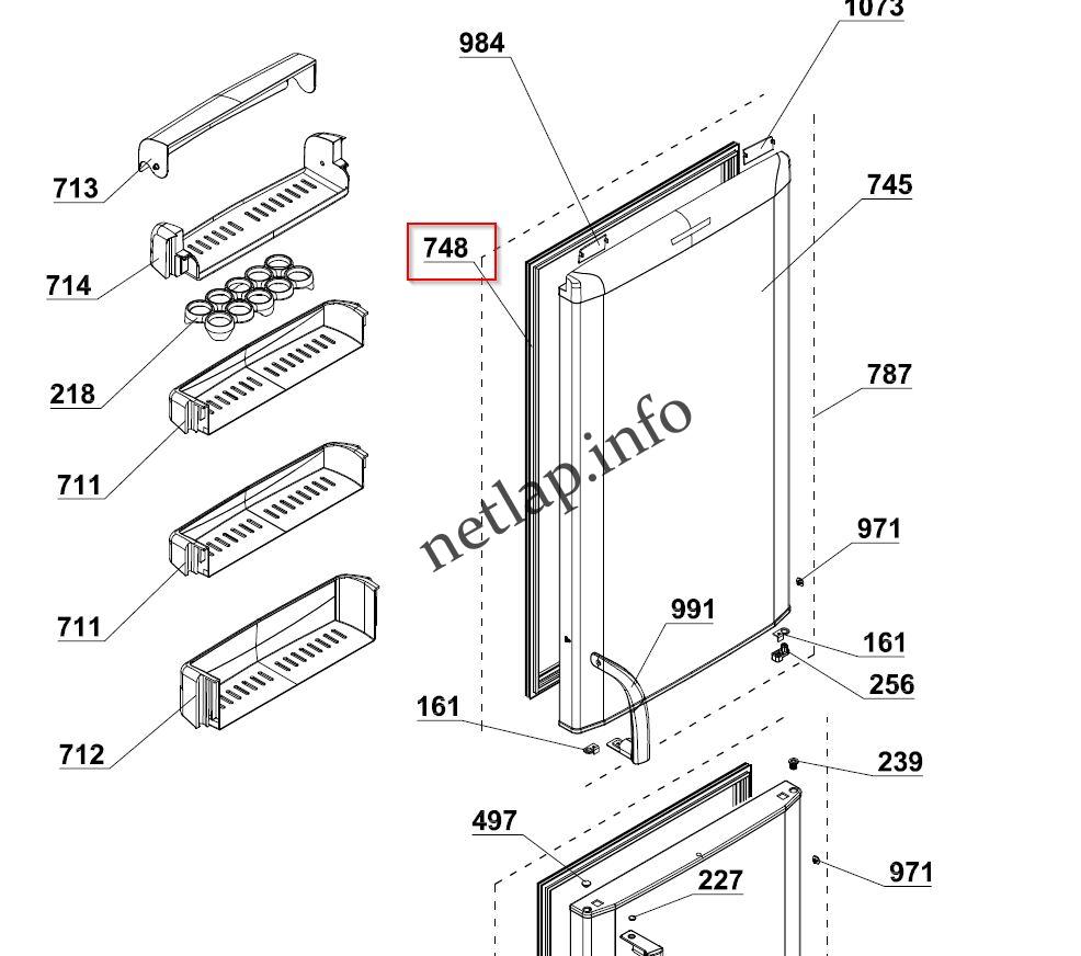 Beko hűtőgép normál téri ajtószigetelés 520x924mm - Image 2