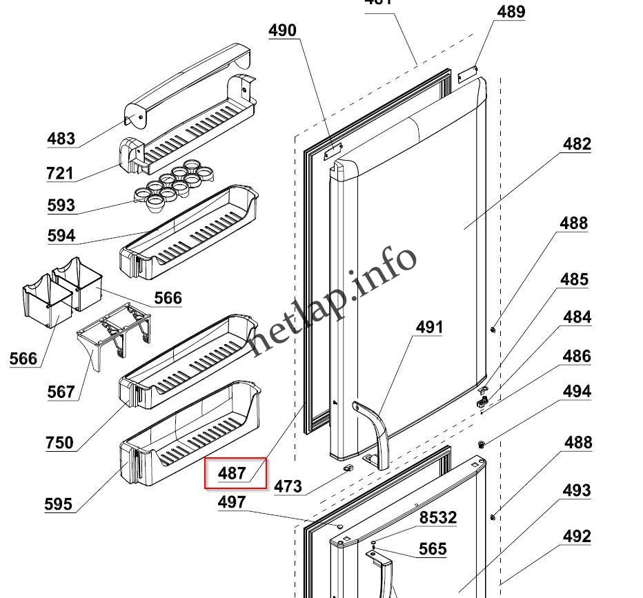 Beko hűtőgép normál téri ajtószigetelés 553x924mm CDA/CSA/CSK - Image 2