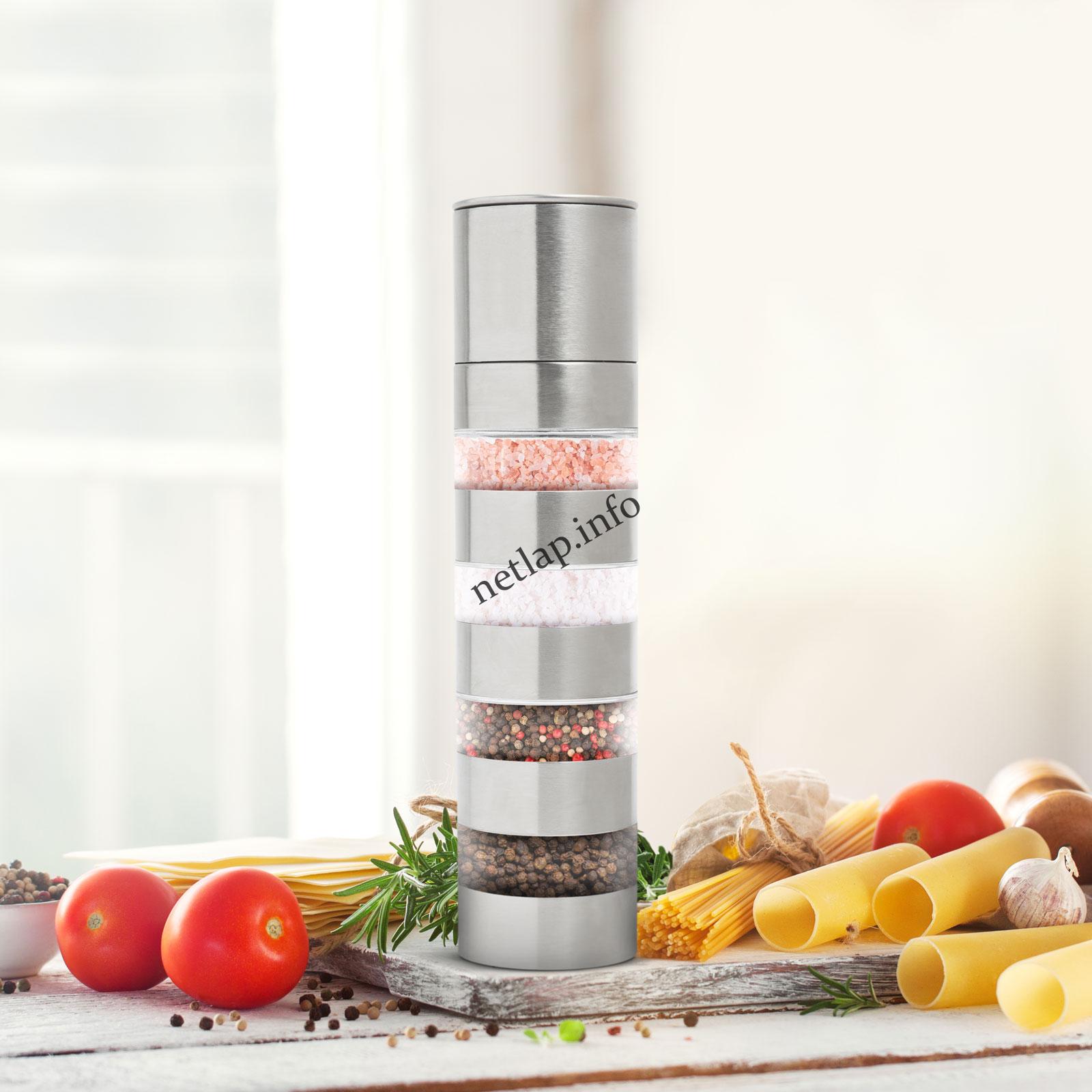 Rozsdamentes acél fűszerőrlő 4in1 50x210mm