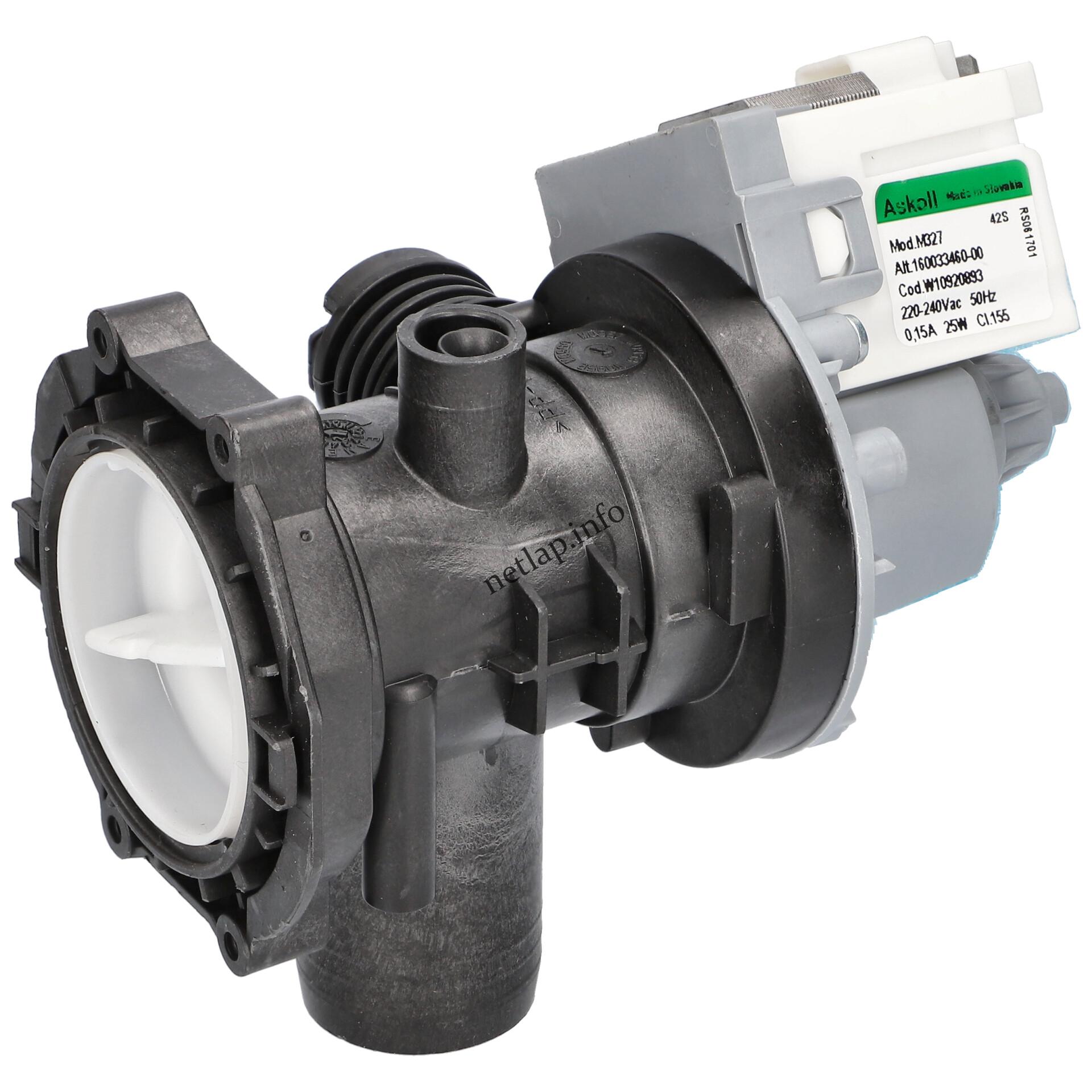 Indesit Whirlpool mosógép szivattyú + szűrőház ürítő (OEM) Askoll m327 C00282341 Indesit Whirlpool mosógép szivattyú + szűrőház ürítő (OEM) Askoll m327 C00282341