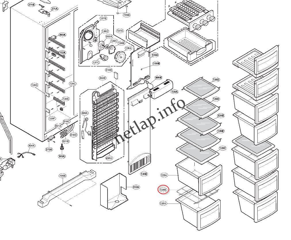 LG hűtőgép fagyasztó rész huzalpolc GCB/GRB/GW/GSP/SS - Image 2