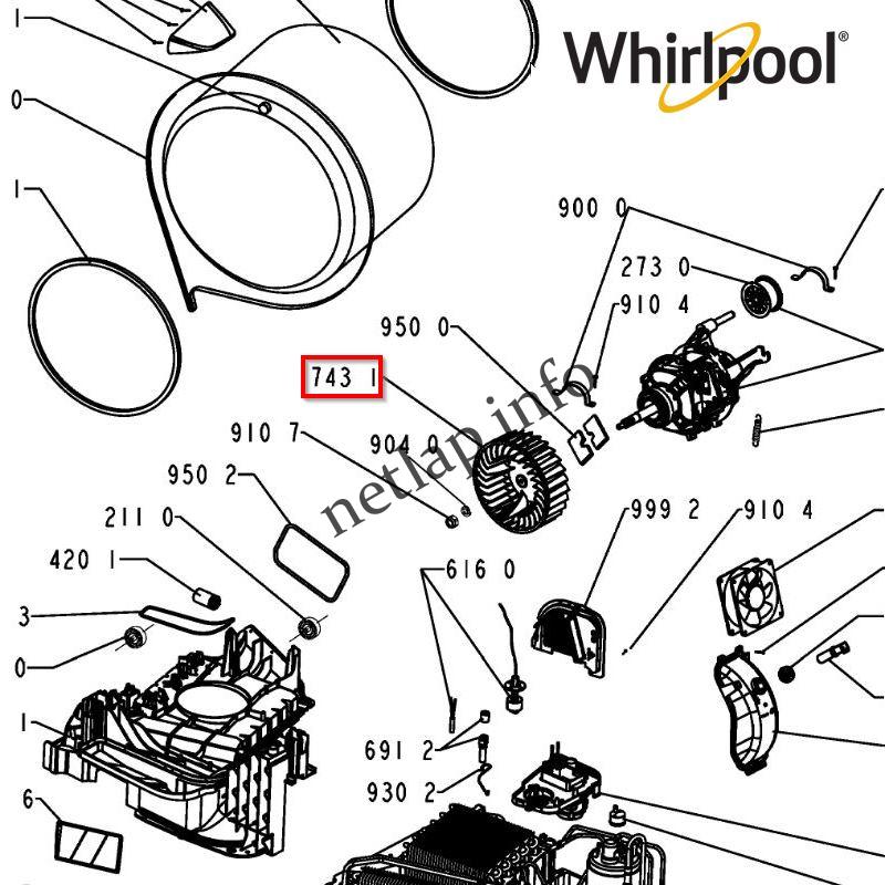 Bauknecht Ignis Whirlpool szárítógép ventilátor lapát AZA/HSCX/TRPC/TRWP - Image 3