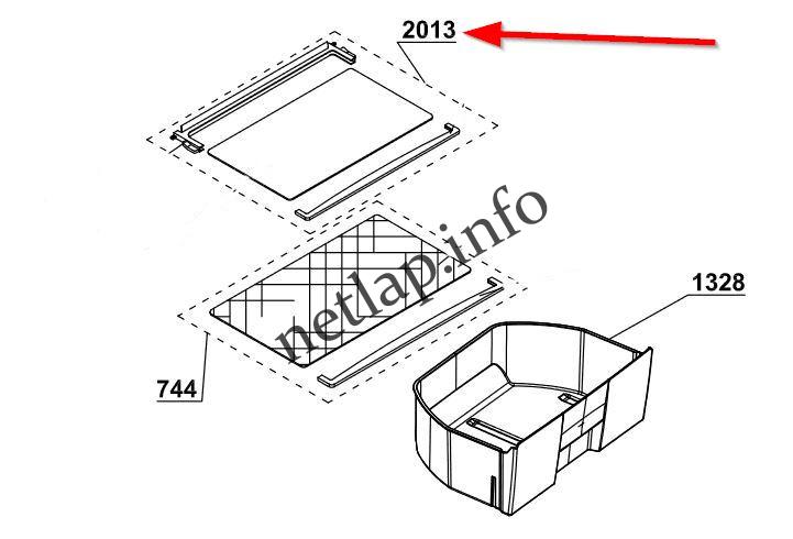 Beko hűtőgép felső üvegpolc CHA/CN/CS/CSA/SSA - Image 2