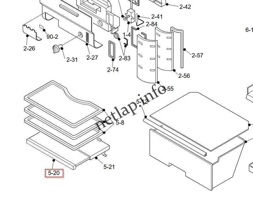 Sharp hűtőgép tolós polc elülső része SJ48/51/555 - Image 2