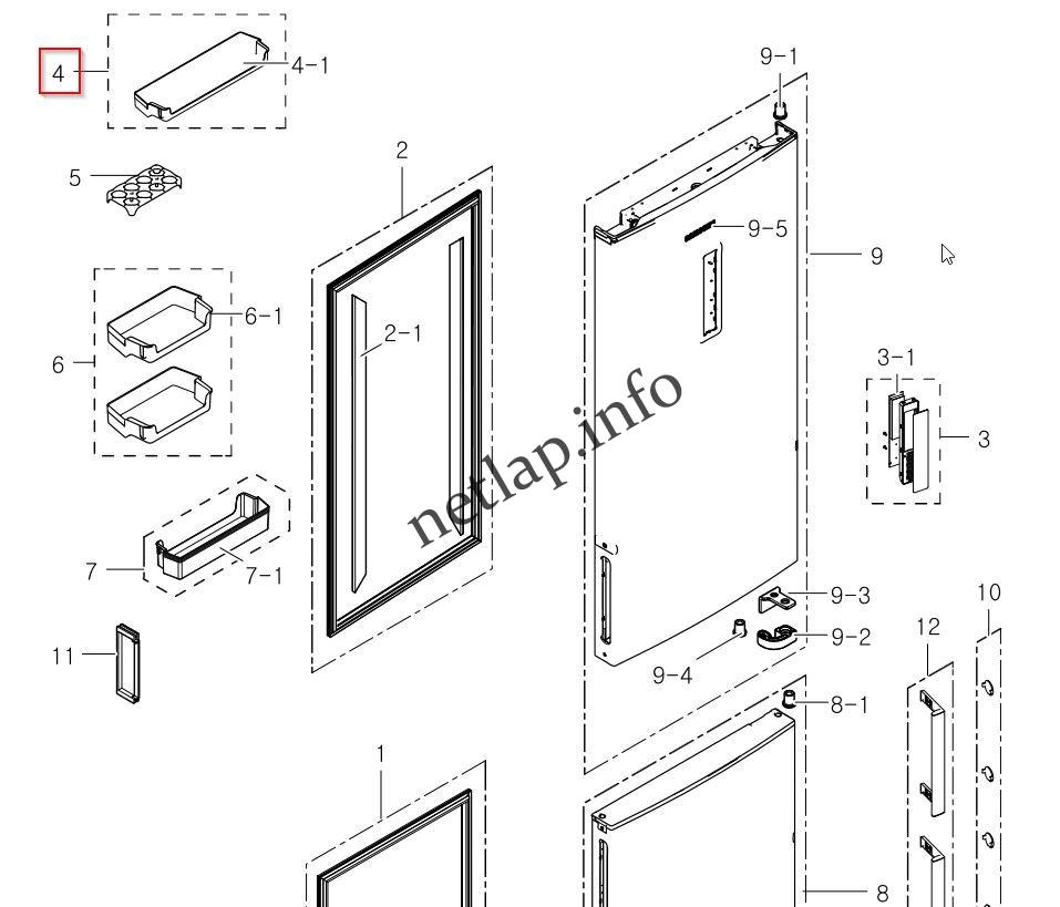 Samsung hűtőgép felső ajtópolc RL53/RL56/RL58/RL59/RL60/RL63 - Image 4