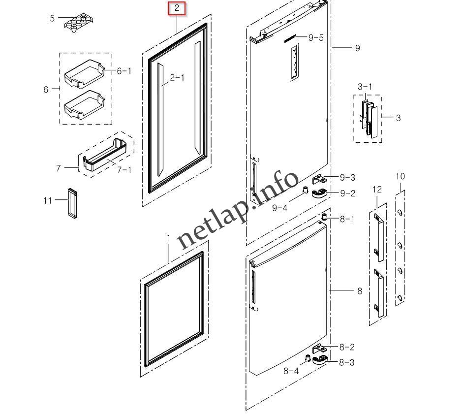 Samsung hűtőgép normál téri ajtószigetelés RL53/RL56/RL60 - Image 2