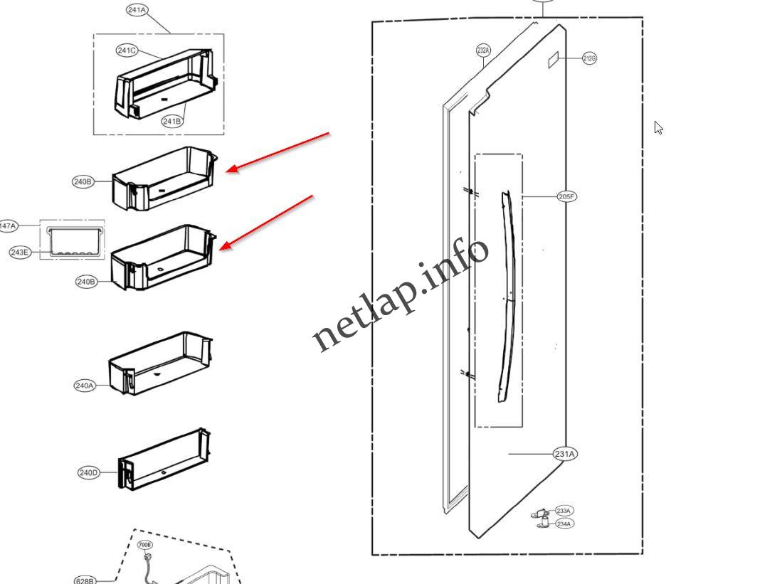 LG hűtőgép középső ajtópolc GCB/GCL/GSLGWP - Image 2