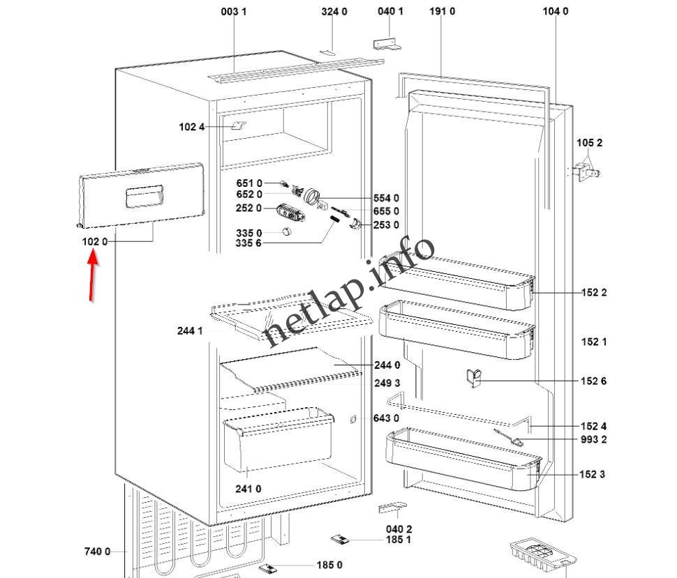 Whirlpool hűtőgép belső fagyasztóajtó ARG719-866 - Image 2