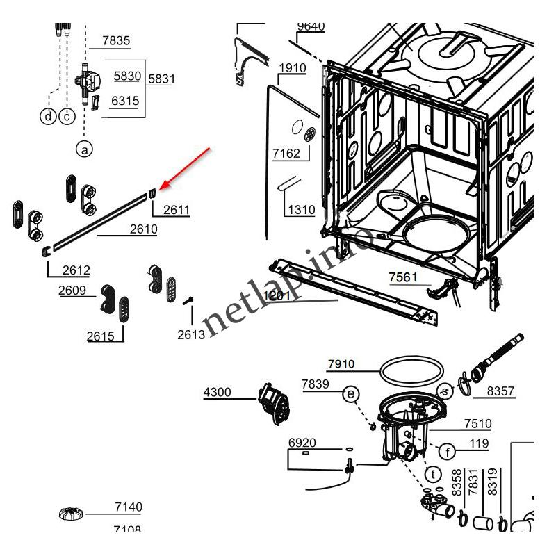 Beko Candy Fagor Whirlpool mosogatógép első sínzáró ADP/DFN/DWHC/GCI/LFF/LV - Image 3