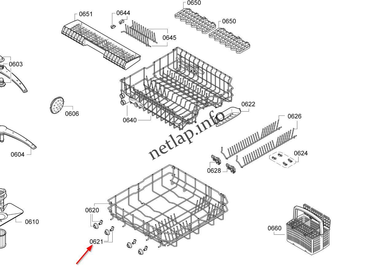 Bosch Siemens mosogatógép alsó kosár görgő SKS/SMI/SMV/SN - Image 3