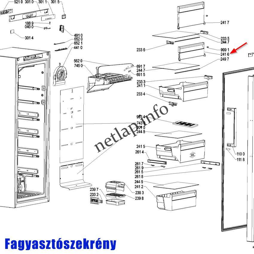Bauknecht Privileg Whirlpool hűtőgép fagyasztó lehajtható belső ajtó GKN/KGN/WBA/WGKN/WVA - Image 5