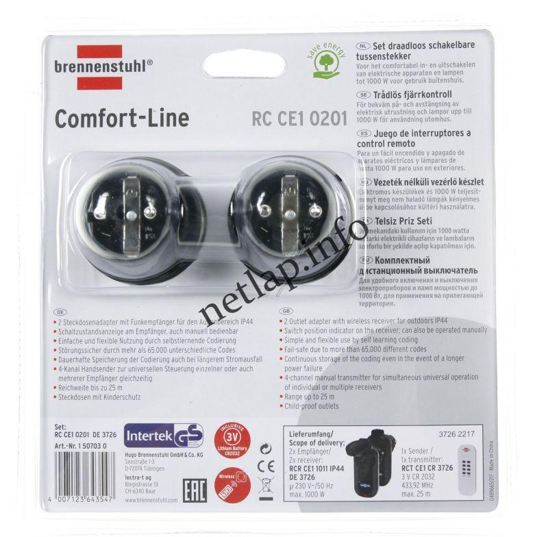 Brennenstuhl Comfort-Line távirányítós hálózati aljzat 1000W, 4 csatorna, 2 aljzat IP44, fekete, automatikus tanulás - Image 4